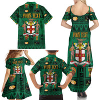 Personalized Jamaica Christmas Family Matching Summer Maxi Dress and Hawaiian Shirt Coat Of Arms - Merri Crissmuss - Wonder Print Shop