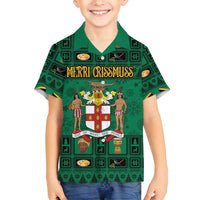 Personalized Jamaica Christmas Family Matching Tank Maxi Dress and Hawaiian Shirt Coat Of Arms - Merri Crissmuss - Wonder Print Shop