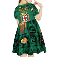 Personalized Jamaica Christmas Kid Short Sleeve Dress Coat Of Arms - Merri Crissmuss - Wonder Print Shop