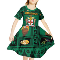 Personalized Jamaica Christmas Kid Short Sleeve Dress Coat Of Arms - Merri Crissmuss - Wonder Print Shop