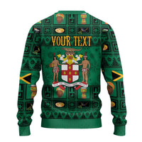 Personalized Jamaica Christmas Ugly Christmas Sweater Coat Of Arms - Merri Crissmuss - Wonder Print Shop
