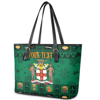 Personalized Jamaica Christmas Leather Tote Bag Coat Of Arms - Merri Crissmuss - Wonder Print Shop