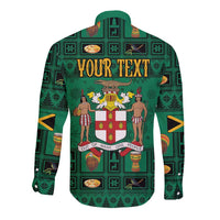 Personalized Jamaica Christmas Long Sleeve Button Shirt Coat Of Arms - Merri Crissmuss - Wonder Print Shop