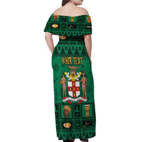 Personalized Jamaica Christmas Off Shoulder Maxi Dress Coat Of Arms - Merri Crissmuss - Wonder Print Shop