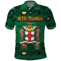 Personalized Jamaica Christmas Polo Shirt Coat Of Arms - Merri Crissmuss - Wonder Print Shop