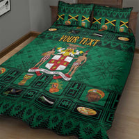 Personalized Jamaica Christmas Quilt Bed Set Coat Of Arms - Merri Crissmuss - Wonder Print Shop