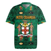 Personalized Jamaica Christmas Rugby Jersey Coat Of Arms - Merri Crissmuss - Wonder Print Shop