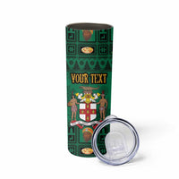 Personalized Jamaica Christmas Skinny Tumbler Coat Of Arms - Merri Crissmuss - Wonder Print Shop