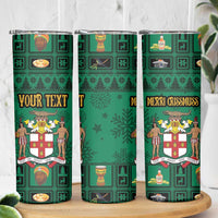 Personalized Jamaica Christmas Skinny Tumbler Coat Of Arms - Merri Crissmuss - Wonder Print Shop