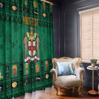 Personalized Jamaica Christmas Window Curtain Coat Of Arms - Merri Crissmuss - Wonder Print Shop
