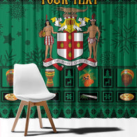 Personalized Jamaica Christmas Window Curtain Coat Of Arms - Merri Crissmuss - Wonder Print Shop