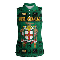 Personalized Jamaica Christmas Women Sleeveless Polo Shirt Coat Of Arms - Merri Crissmuss - Wonder Print Shop