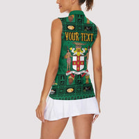 Personalized Jamaica Christmas Women Sleeveless Polo Shirt Coat Of Arms - Merri Crissmuss - Wonder Print Shop
