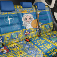 Personalized Ukraine Christmas Back Car Seat Cover Star of Bethlehem With Angle Funny - Wonder Print Shop