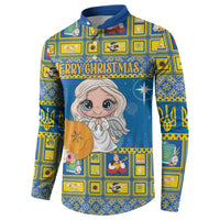 Personalized Ukraine Christmas Button Sweatshirt Star of Bethlehem With Angle Funny - Wonder Print Shop