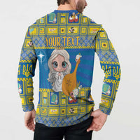 Personalized Ukraine Christmas Button Sweatshirt Star of Bethlehem With Angle Funny - Wonder Print Shop