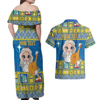 Personalized Ukraine Christmas Couples Matching Off Shoulder Maxi Dress and Hawaiian Shirt Star of Bethlehem With Angle Funny - Wonder Print Shop