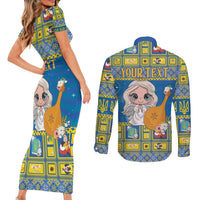 Personalized Ukraine Christmas Couples Matching Short Sleeve Bodycon Dress and Long Sleeve Button Shirt Star of Bethlehem With Angle Funny - Wonder Print Shop