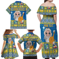 Personalized Ukraine Christmas Family Matching Off Shoulder Maxi Dress and Hawaiian Shirt Star of Bethlehem With Angle Funny - Wonder Print Shop