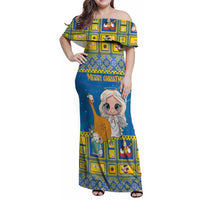 Personalized Ukraine Christmas Family Matching Off Shoulder Maxi Dress and Hawaiian Shirt Star of Bethlehem With Angle Funny - Wonder Print Shop