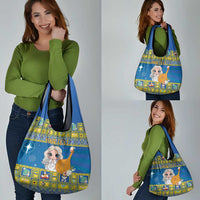 Personalized Ukraine Christmas Grocery Bag Star of Bethlehem With Angle Funny