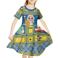 Personalized Ukraine Christmas Kid Short Sleeve Dress Star of Bethlehem With Angle Funny - Wonder Print Shop