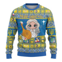 Personalized Ukraine Christmas Ugly Christmas Sweater Star of Bethlehem With Angle Funny - Wonder Print Shop