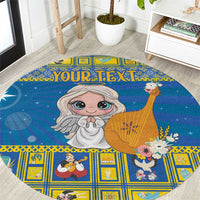 Personalized Ukraine Christmas Round Carpet Star of Bethlehem With Angle Funny