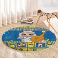 Personalized Ukraine Christmas Round Carpet Star of Bethlehem With Angle Funny