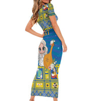 Personalized Ukraine Christmas Short Sleeve Bodycon Dress Star of Bethlehem With Angle Funny - Wonder Print Shop