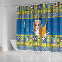 Personalized Ukraine Christmas Shower Curtain Star of Bethlehem With Angle Funny