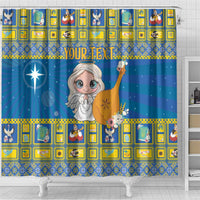 Personalized Ukraine Christmas Shower Curtain Star of Bethlehem With Angle Funny