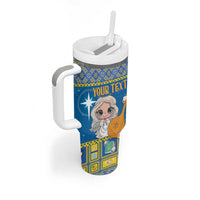 Personalized Ukraine Christmas Tumbler With Handle Star of Bethlehem With Angle Funny - Wonder Print Shop