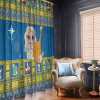 Personalized Ukraine Christmas Window Curtain Star of Bethlehem With Angle Funny - Wonder Print Shop