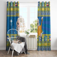 Personalized Ukraine Christmas Window Curtain Star of Bethlehem With Angle Funny - Wonder Print Shop