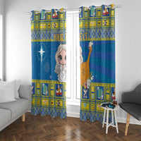 Personalized Ukraine Christmas Window Curtain Star of Bethlehem With Angle Funny - Wonder Print Shop