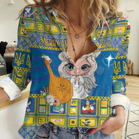 Personalized Ukraine Christmas Women Casual Shirt Star of Bethlehem With Angle Funny - Wonder Print Shop