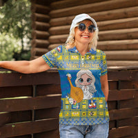 Personalized Ukraine Christmas Women Polo Shirt Star of Bethlehem With Angle Funny - Wonder Print Shop