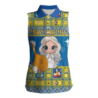 Personalized Ukraine Christmas Women Sleeveless Polo Shirt Star of Bethlehem With Angle Funny - Wonder Print Shop