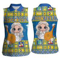 Personalized Ukraine Christmas Women Sleeveless Polo Shirt Star of Bethlehem With Angle Funny - Wonder Print Shop
