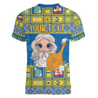 Personalized Ukraine Christmas Women V-Neck T-Shirt Star of Bethlehem With Angle Funny - Wonder Print Shop