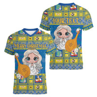 Personalized Ukraine Christmas Women V-Neck T-Shirt Star of Bethlehem With Angle Funny - Wonder Print Shop