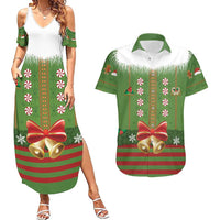 Christmas Costume Elf Couples Matching Summer Maxi Dress and Hawaiian Shirt Santa Little Helper Green - Wonder Print Shop