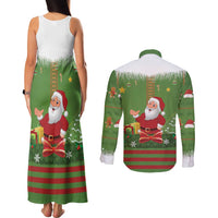 Christmas Costume Elf Couples Matching Tank Maxi Dress and Long Sleeve Button Shirt Santa Little Helper Green - Wonder Print Shop