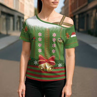Christmas Costume Elf Cross Shoulder Shirt Santa Little Helper Green - Wonder Print Shop