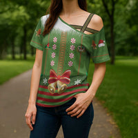 Christmas Costume Elf Cross Shoulder Shirt Santa Little Helper Green - Wonder Print Shop