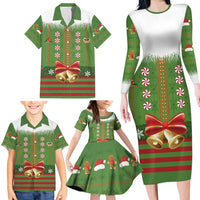 Christmas Costume Elf Family Matching Long Sleeve Bodycon Dress and Hawaiian Shirt Santa Little Helper Green - Wonder Print Shop