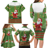Christmas Costume Elf Family Matching Long Sleeve Bodycon Dress and Hawaiian Shirt Santa Little Helper Green - Wonder Print Shop