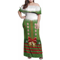 Christmas Costume Elf Family Matching Off Shoulder Maxi Dress and Hawaiian Shirt Santa Little Helper Green - Wonder Print Shop