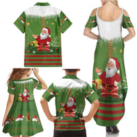 Christmas Costume Elf Family Matching Summer Maxi Dress and Hawaiian Shirt Santa Little Helper Green - Wonder Print Shop